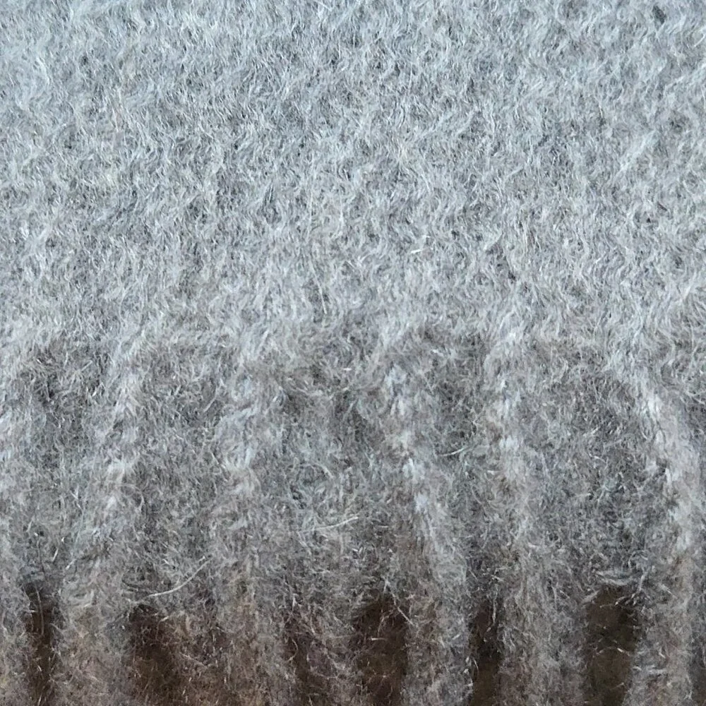 NWOT Grey Cashmere Fringed Scarf
